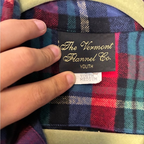 100% Cotton Flannel Plaid Button Down Youth Medium - Picture 3 of 4